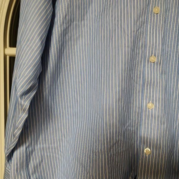 New Michael Kors Blue White Striped Long Sleeve Button Down Shirt Men's 32/33 - Picture 2 of 2